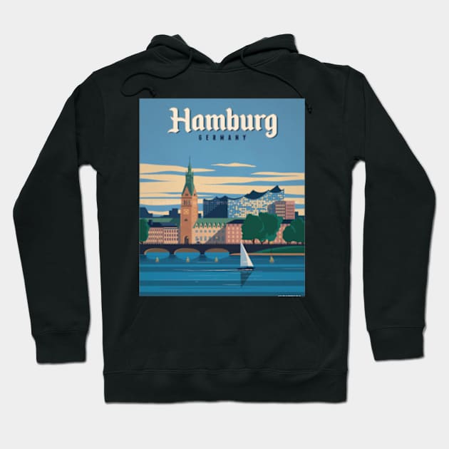 HAMBURG GERMANY TRAVEL VINTAGE Hoodie by cityvinart